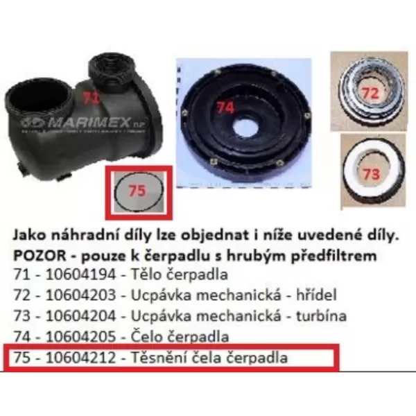  Těsnění čela čerpadla Prostar 
